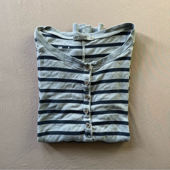 Stateside Striped Thermal Henley Tee - Picture 1 of 7